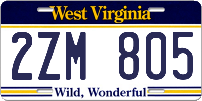 WV license plate 2ZM805