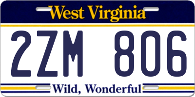 WV license plate 2ZM806