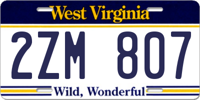 WV license plate 2ZM807