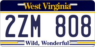 WV license plate 2ZM808