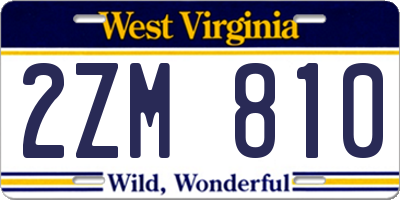 WV license plate 2ZM810
