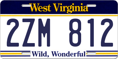 WV license plate 2ZM812
