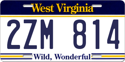 WV license plate 2ZM814