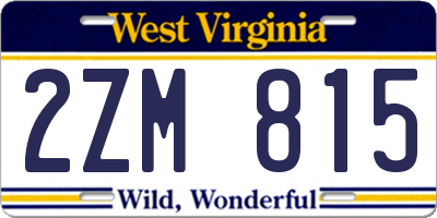 WV license plate 2ZM815