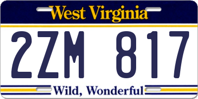WV license plate 2ZM817