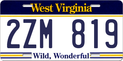 WV license plate 2ZM819