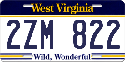 WV license plate 2ZM822