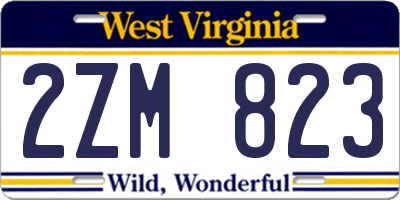 WV license plate 2ZM823