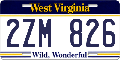 WV license plate 2ZM826