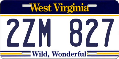 WV license plate 2ZM827