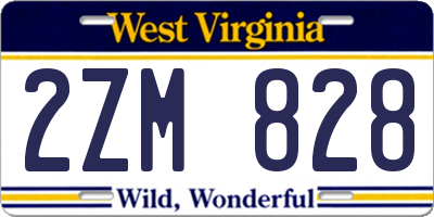 WV license plate 2ZM828