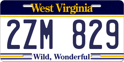 WV license plate 2ZM829