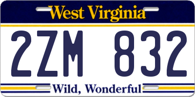 WV license plate 2ZM832