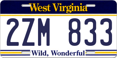 WV license plate 2ZM833