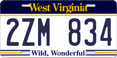WV license plate 2ZM834