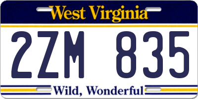 WV license plate 2ZM835