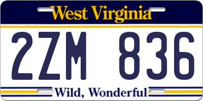 WV license plate 2ZM836
