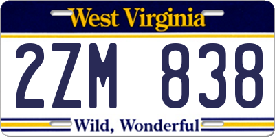 WV license plate 2ZM838