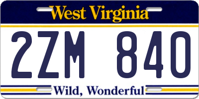 WV license plate 2ZM840