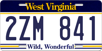 WV license plate 2ZM841
