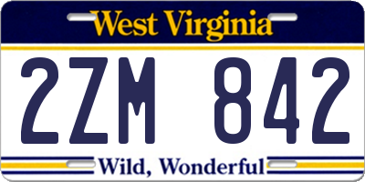 WV license plate 2ZM842