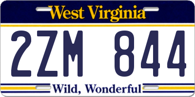 WV license plate 2ZM844