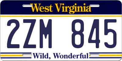 WV license plate 2ZM845