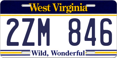 WV license plate 2ZM846
