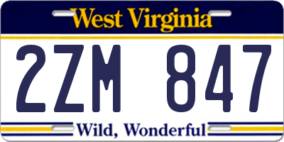 WV license plate 2ZM847