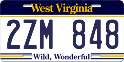 WV license plate 2ZM848