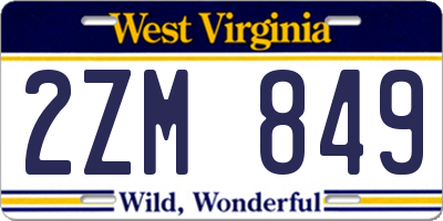 WV license plate 2ZM849