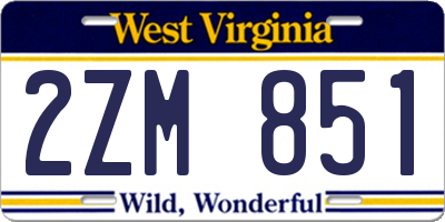 WV license plate 2ZM851