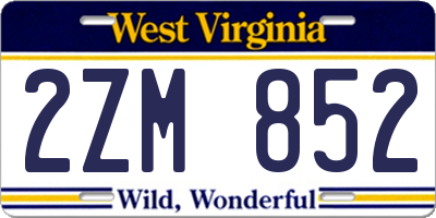 WV license plate 2ZM852