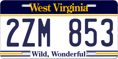 WV license plate 2ZM853