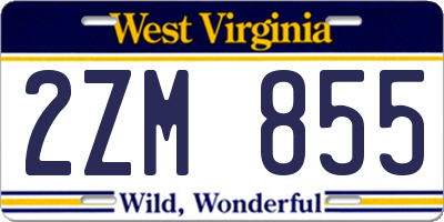 WV license plate 2ZM855