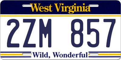 WV license plate 2ZM857