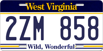 WV license plate 2ZM858