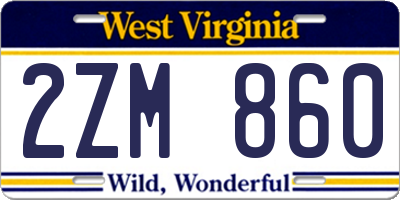 WV license plate 2ZM860