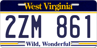 WV license plate 2ZM861