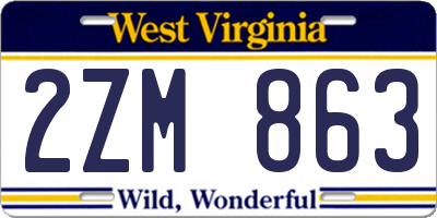 WV license plate 2ZM863