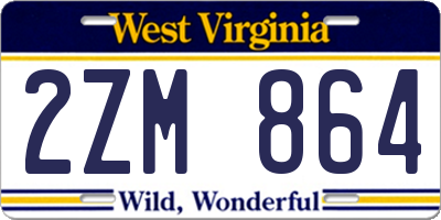 WV license plate 2ZM864