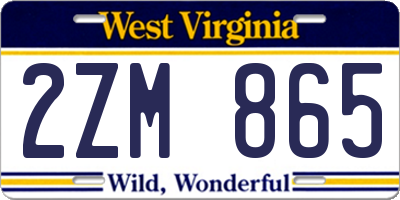 WV license plate 2ZM865
