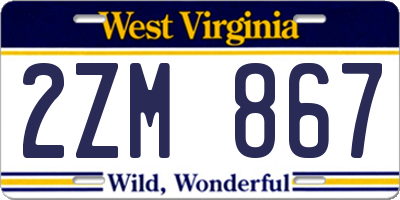 WV license plate 2ZM867