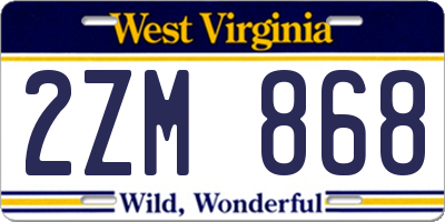 WV license plate 2ZM868
