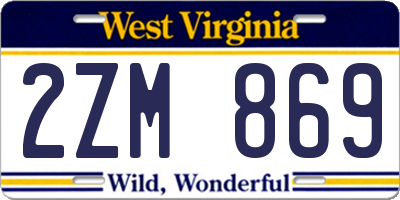 WV license plate 2ZM869
