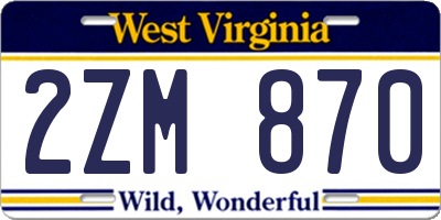 WV license plate 2ZM870