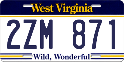 WV license plate 2ZM871