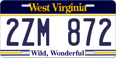 WV license plate 2ZM872