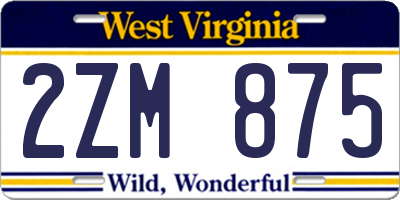 WV license plate 2ZM875