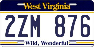 WV license plate 2ZM876